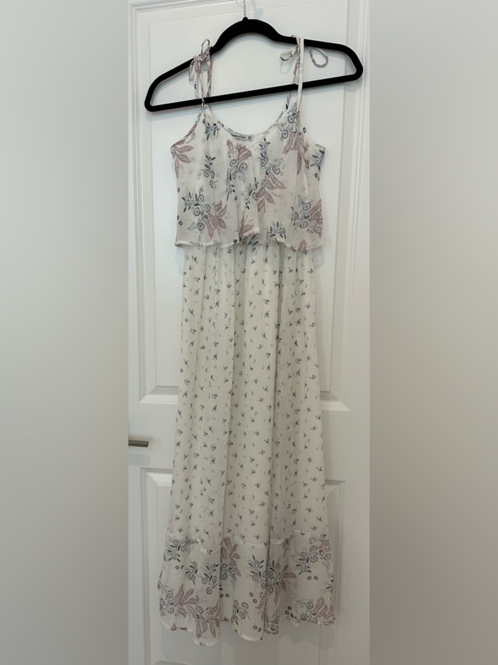 Abercrombie & Fitch Cream Floral Maxi Dress with Pink & Blue Accents